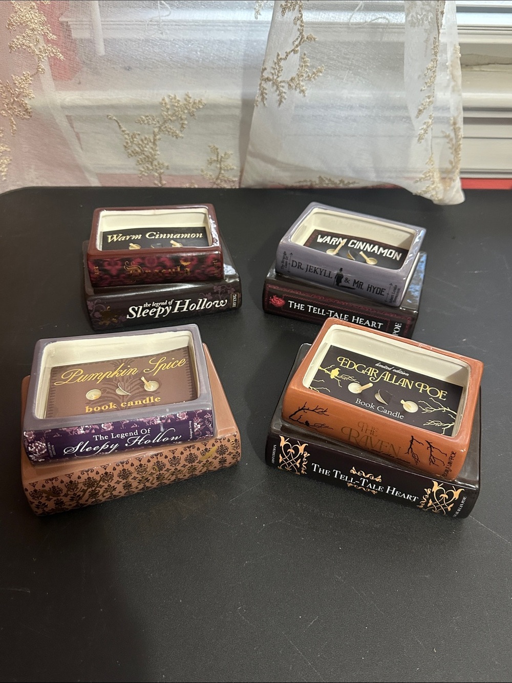 One design home set a four Halloween book candles
